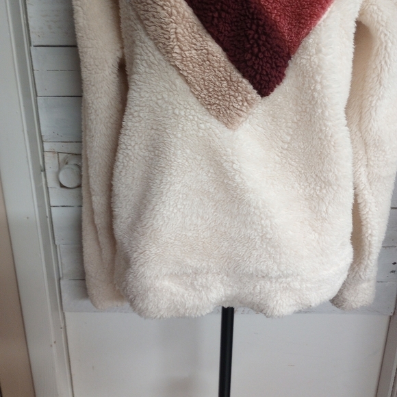 Baevely Sherpa Chevron 1/4-Zip Pullover Size Small Color Block Retro Style. - Picture 3 of 12